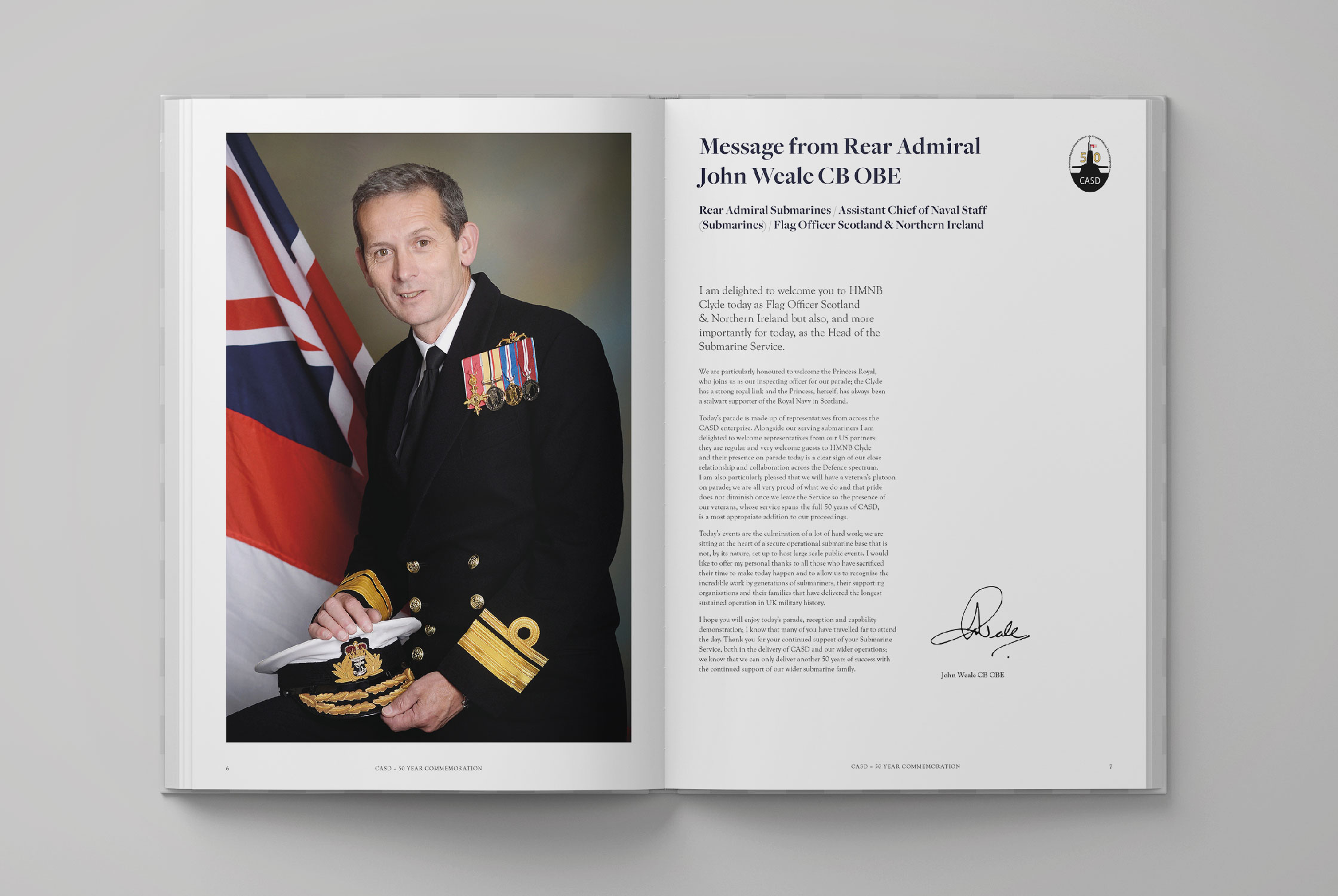 The Royal Navy CASD commemorative brochure spread