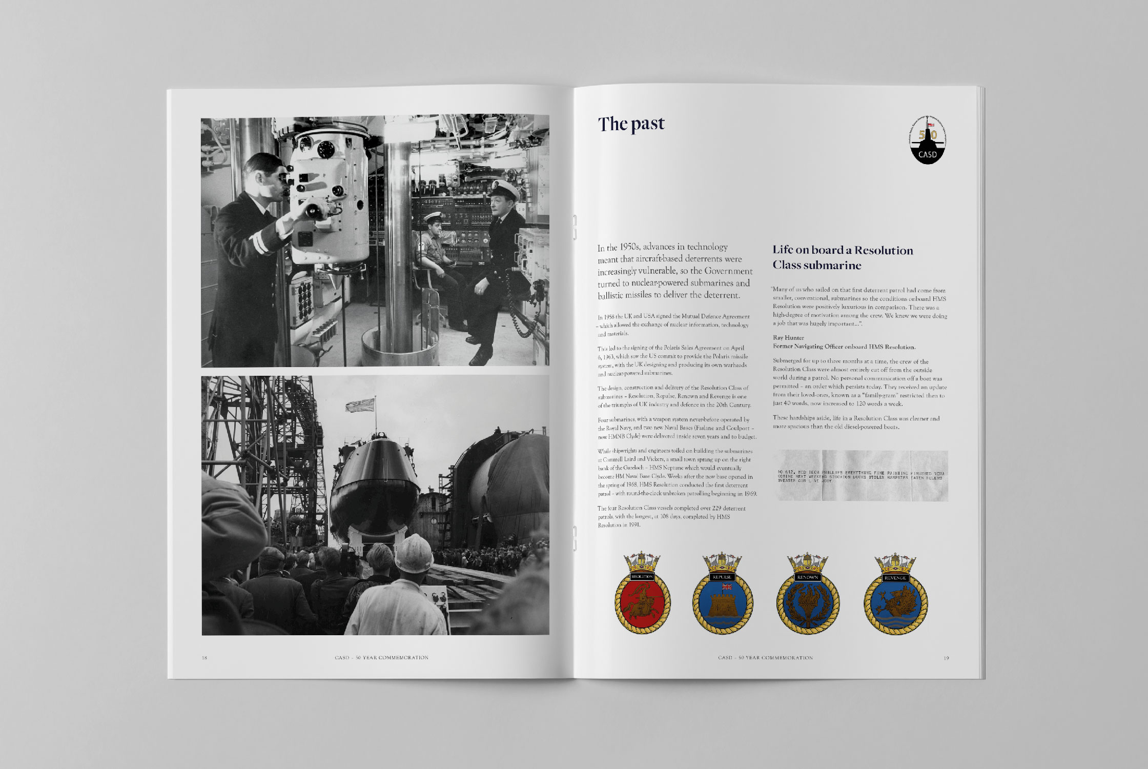 The Royal Navy CASD commemorative brochure spread